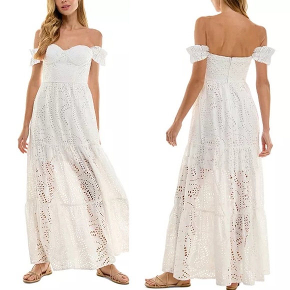 seni & cade Dresses & Skirts - SENI & CADE' Off-The-Shoulder Eyelet Maxi Dress -Size Medium